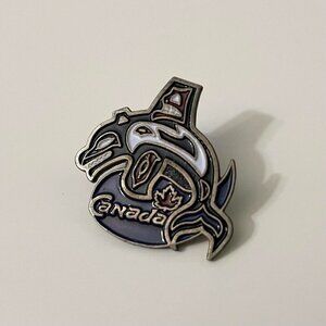 Vintage Crazy Canuck Native Orca Whale Canada Pin Made in Taiwan